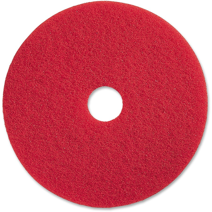 Genuine Joe Red Buffing Floor Pad - 20" Diameter x 1" Thickness - Buffing, Scrubbing, Floor - 350 rpm Maximum Speed Supported - Flexible, Resilient, Rotate, Dirt Remover - Fiber - Red - 5 / Carton
