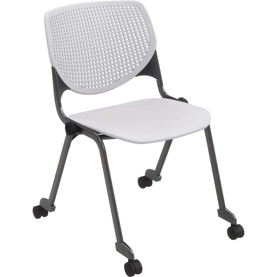 KFI "2300" Series Stack Chair - Light Gray Seat Color - Polypropylene Seat Material - Light Gray Back Color - Polypropylene Back Material - Silver, Powder Coated Frame Color - Tubular Steel Frame Material - Four-legged Base - 1 Each