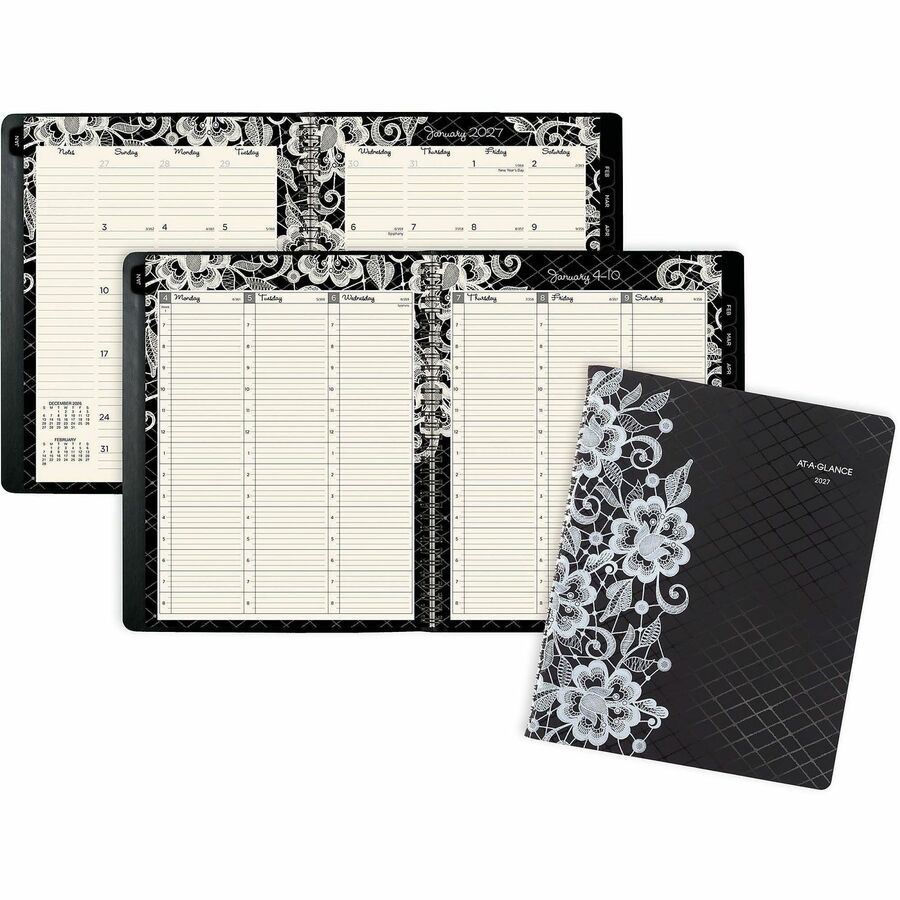 At-A-Glance Lacey Weekly Monthly Appointment Book Planner, Large, 8 1/2" x 11" - Large - Professional - Julian Dates - Weekly, Monthly - 12 Month - January 2027 to January 2028 - 7:00 AM to 8:00 PM - Hourly, Monday - Friday - 1 Week, 1 Month Double Pag...