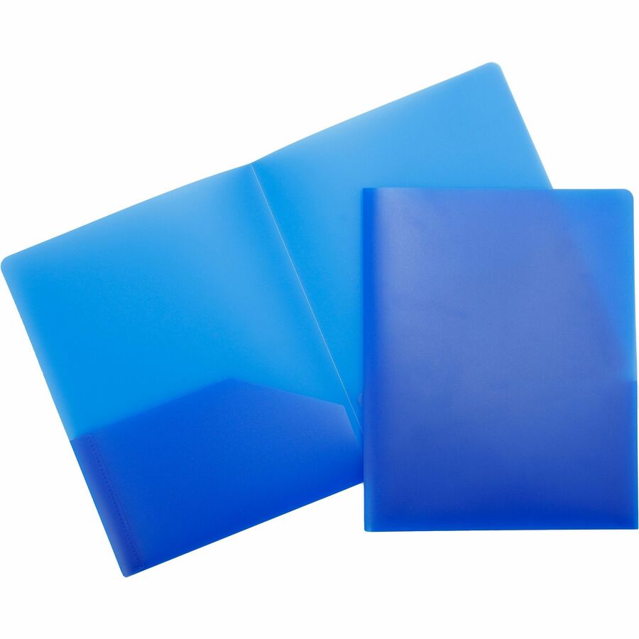 Business Source Letter Portfolio - 8 1/2" x 11" - 30 Sheets Capacity - 2 Pocket - Blue - Durable, Spill Resistant, Wear Resistant, Card Holder - 1 Each