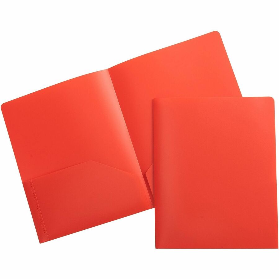 Business Source Letter Portfolio - 8 1/2" x 11" - 30 Sheets Capacity - 2 Pocket - Red - Durable, Spill Resistant, Wear Resistant, Card Holder - 1 Each