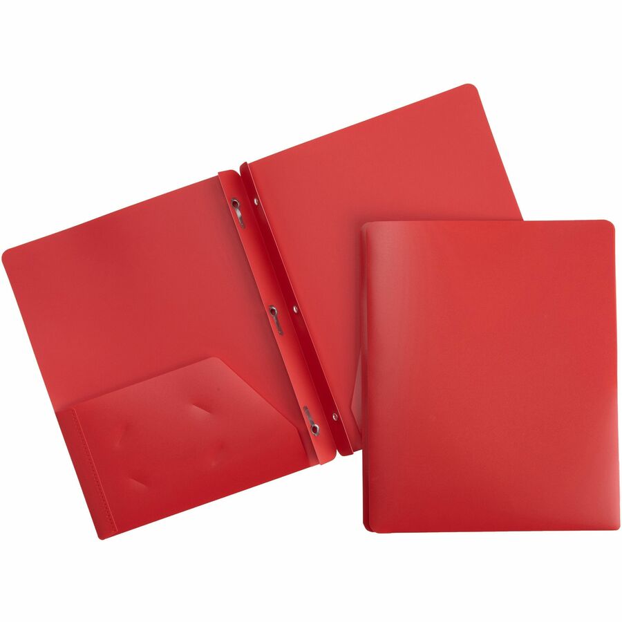 Business Source Letter Portfolio - 8 1/2" x 11" - 50 Sheets Capacity - 3 x Prong Fastener - 2 Pocket - Red - 1 Each