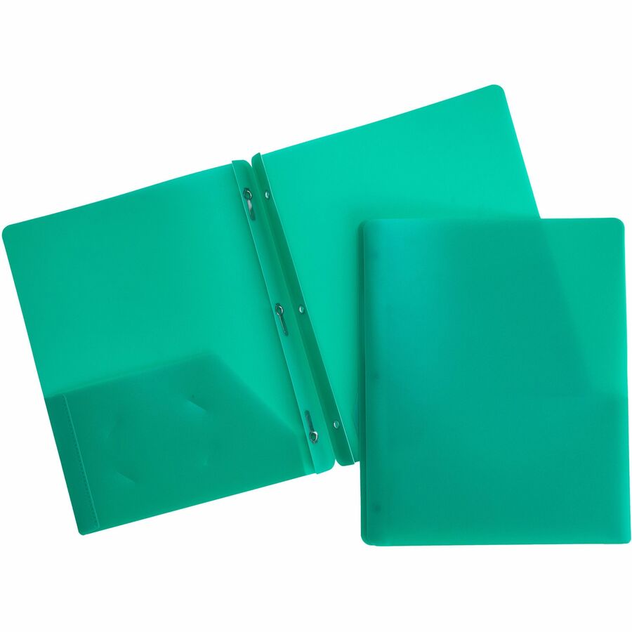 Business Source Letter Portfolio - 8 1/2" x 11" - 50 Sheets Capacity - 3 x Prong Fastener - 2 Pocket - Green - Durable, Spill Resistant, Wear Resistant, Card Holder - 1 Each