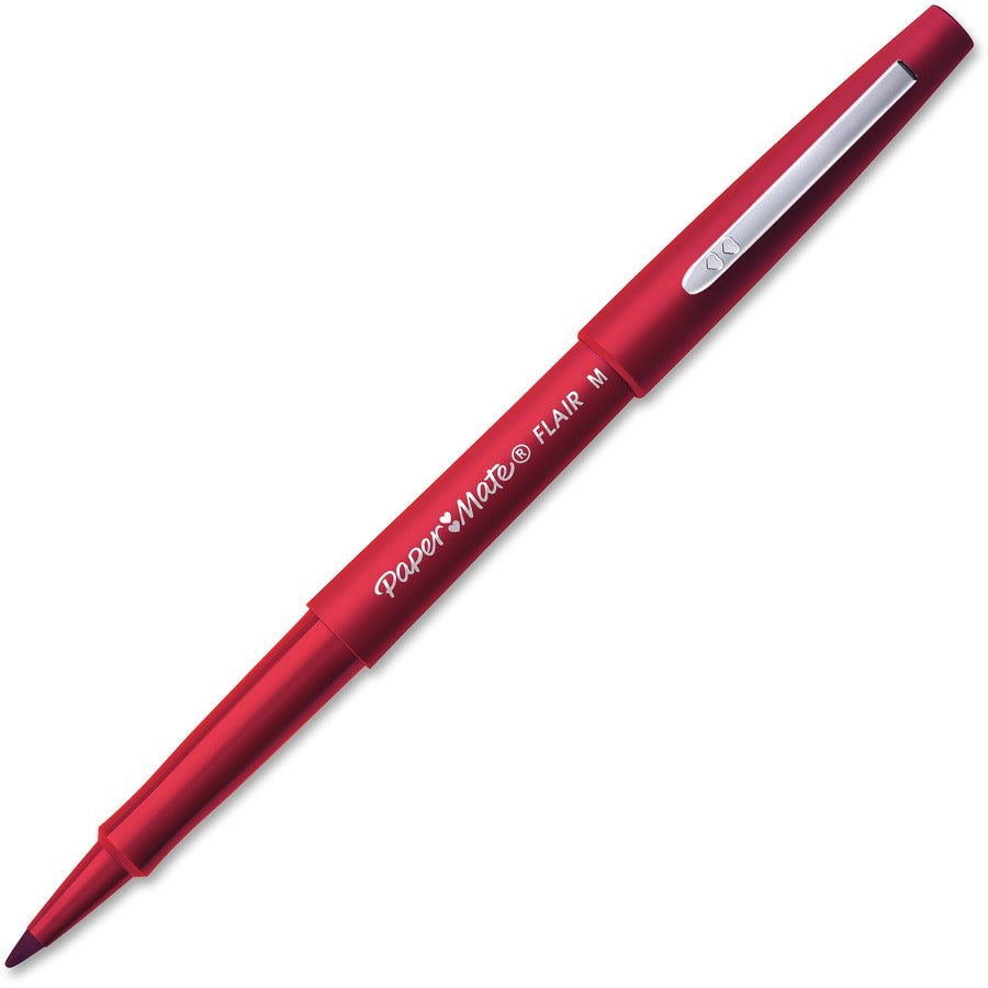 Paper Mate Flair Medium Point Porous Markers - 0.7 mm Pen Point - Red Ink - Water Based - Red Barrel - Felt Tip - 36 / Pack
