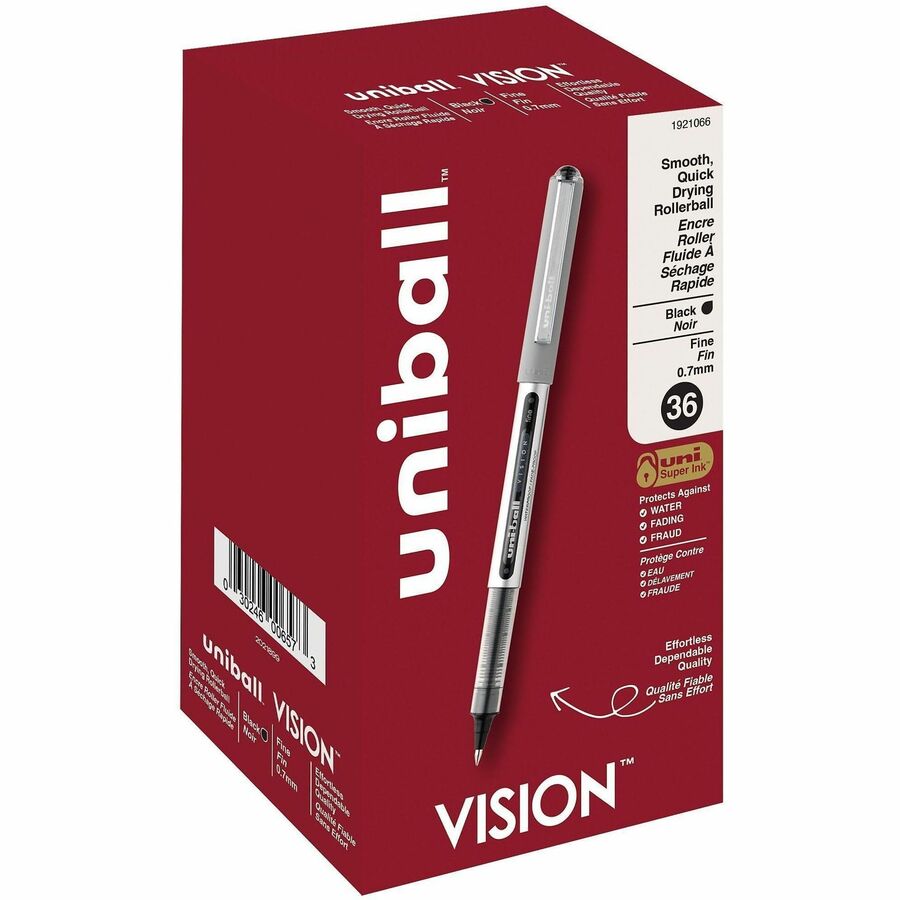 uniball™, Vision Rollerball Pens - Black Ink - Pigment-based - 36 / Pack