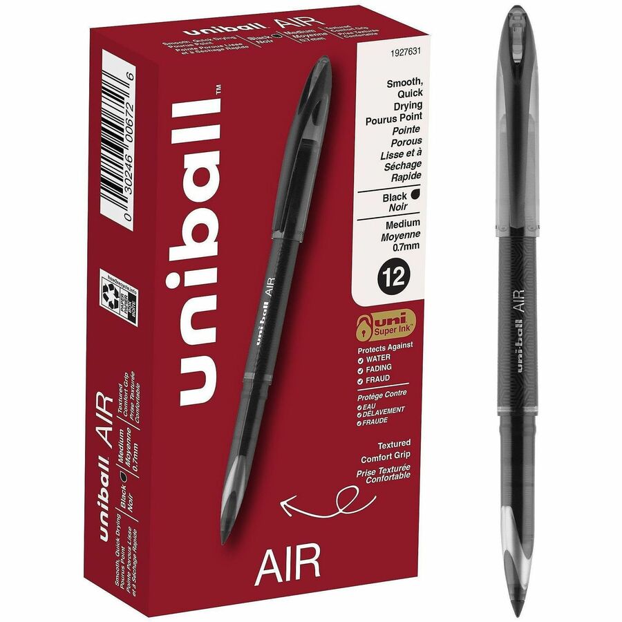 uniball™, Air Porous Point Pen - Black Ink - Black Barrel - 12 / Dozen