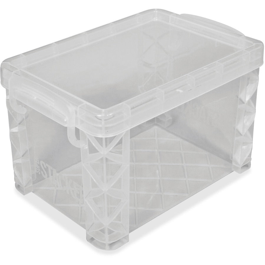 Super Stacker Index Cards Box - External Dimensions: 6.3" Width x 4.3" Depth x 4.3" Height - Media Size Supported: Index Card 4" x 6" - 500 x Index Card (4" x 6") - Lid Lock Closure - Stackable - Plastic - Clear - For Index Card, Craft Supplies, Recipe...