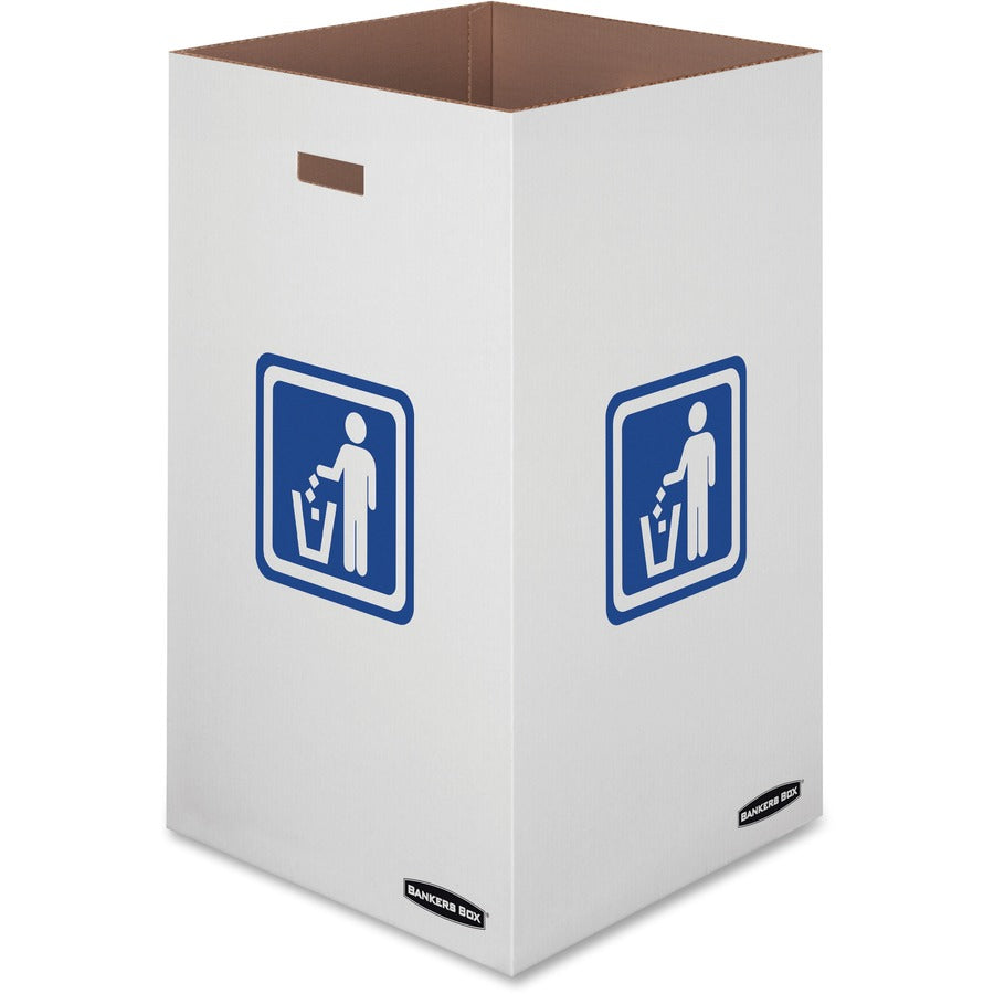 Bankers Box Waste & Recycling Bins - Internal Dimensions: 18" Width x 18" Depth x 30" Height - External Dimensions: 18.4" Width x 18.4" Depth x 30.4" Height - 42 gal - Corrugated Paper - White, Blue - 10 / Carton