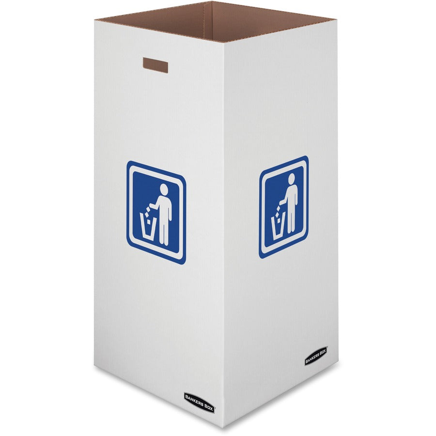 Bankers Box Waste & Recycling Bins - Internal Dimensions: 18" Width x 18" Depth x 36" Height - External Dimensions: 18.4" Width x 18.4" Depth x 36.4" Height - 50 gal - Corrugated Paper - White, Green - 10 / Carton
