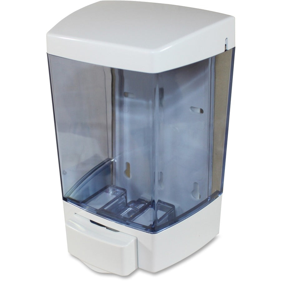 Genuine Joe Liquid Soap Dispenser - Manual - 1.44 quart Capacity - See-through Tank, Water Resistant - White - 1 Each