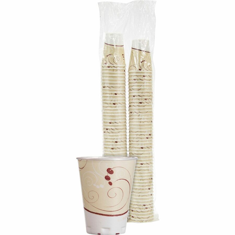 Solo Trophy Plus 12 oz Symphony Insulated Hot/Cold Cups - 12 fl oz - Beige - Foam - Hot Drink, Cold Drink, Beverage - 100 / Pack