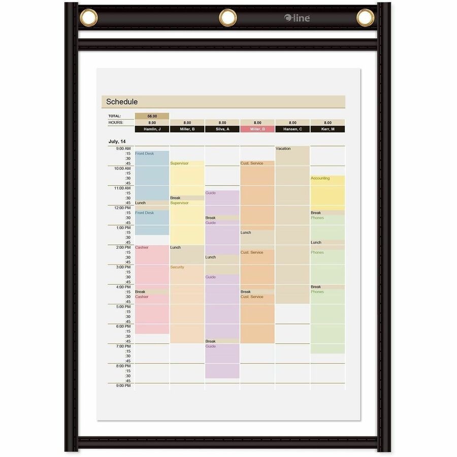C-Line Heavy-Duty Super-Heavyweight Plus Stitched Shop Ticket Holders - 9" x 12" - Vinyl - Black - Heavyweight, Reinforced - 15 / Box