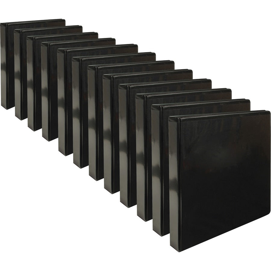 Business Source Round-ring View Binder - 1" Binder Capacity - Letter - 8 1/2" x 11" Sheet Size - 225 Sheet Capacity - Fastener: Round Ring - Pocket: 2, Internal - Chipboard, Polypropylene - Black - Non-glare, Sturdy, Exposed Rivet, Durable, Clear Overl...