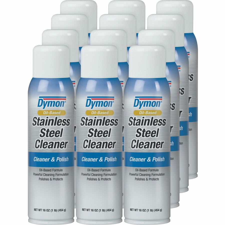 Dymon Oil-based Stainless Steel Cleaner - For Stainless Steel, Aluminum, Chrome, Copper, Brass - 16 fl oz (0.5 quart) - Neutral Scent - Recommended For: Soil Remover, Spot Remover, Water Mark Remover, Grease Remover, Film Remover, Fingerprint Remover...