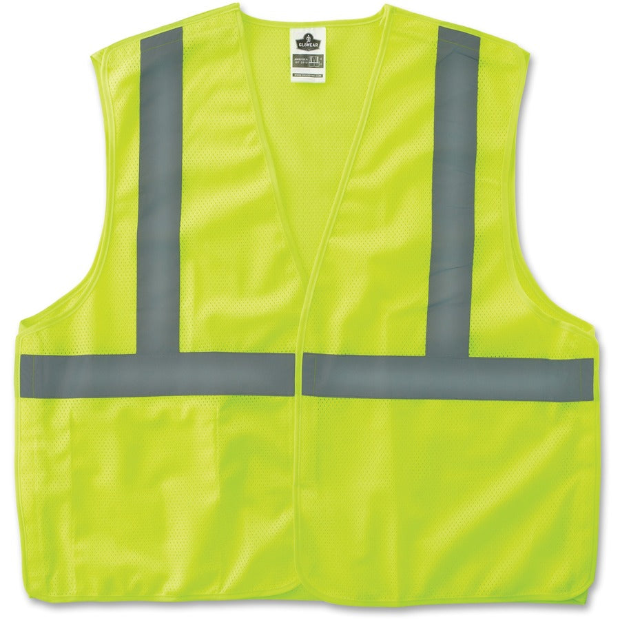 Ergodyne Lime Econo Breakaway Vest - Large/Extra Large - Lime - Reflective, Machine Washable, Lightweight, Hook & Loop Closure, Pocket - 1 Each