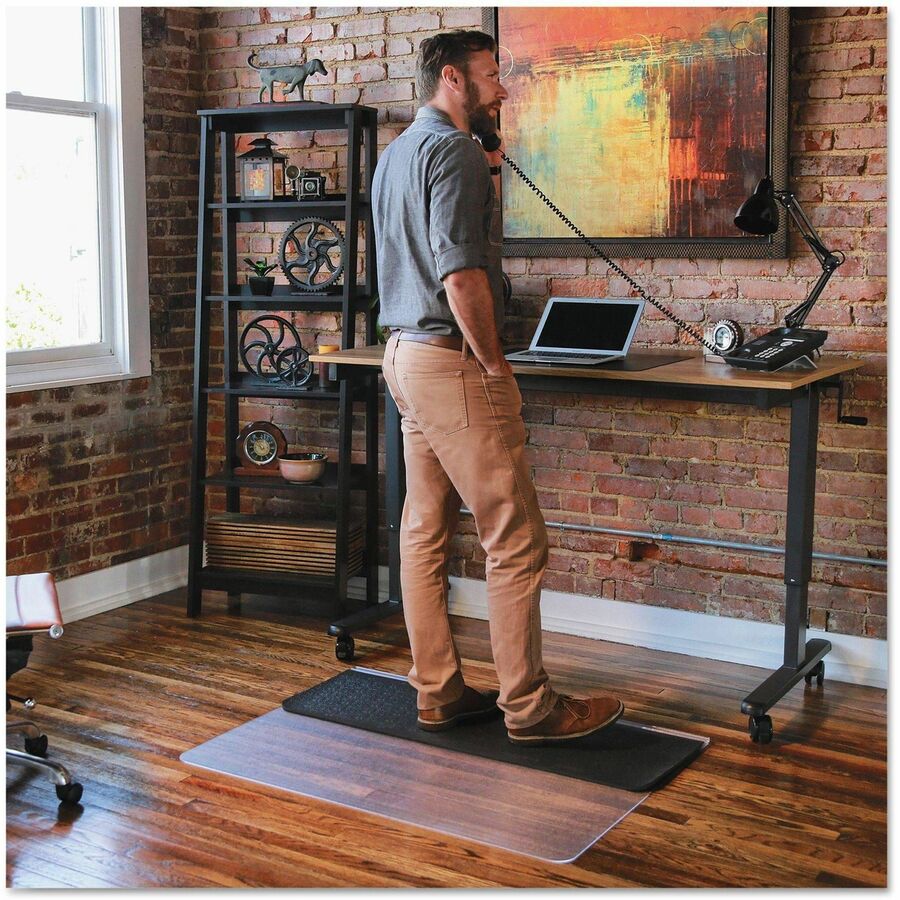 ES ROBBINS Sit-or-Stand Dual-purpose Mat - Hard Floor, Carpeted Floor - 53" Length x 45" Width - Rectangular - Clear, Black - 1 Each