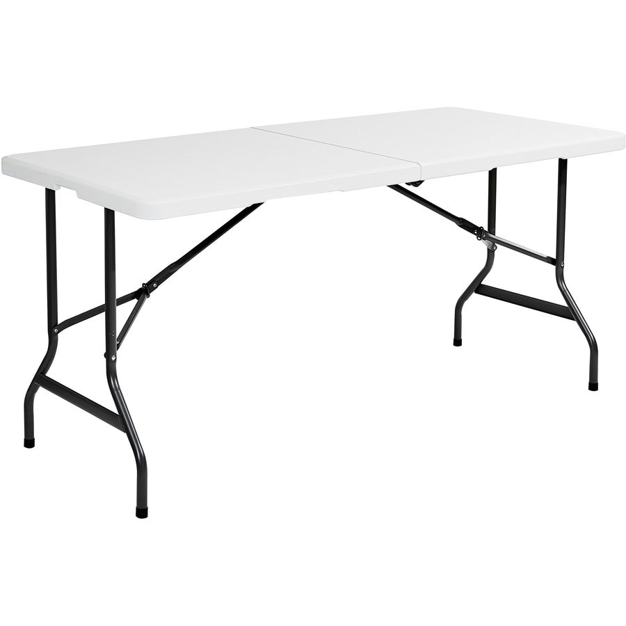 Iceberg IndestrucTable TOO Bifold Table - Rectangle Top - Height Adjustable - 96" Table Top Length x 30" Table Top Width x 2" Table Top Thickness - 29" Height - Indoor, Outdoor - Platinum, Powder Coated - Tubular Steel - High-density Polyethylene (HDPE...