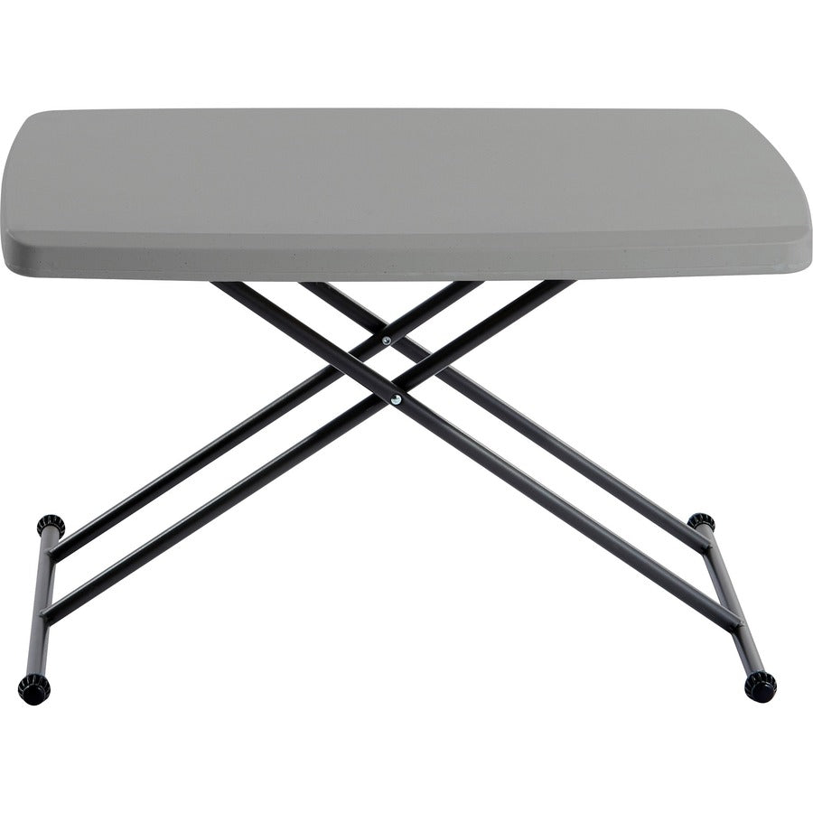 Iceberg Lightweight Adjustable Personal Table - Rectangle Top - X-shaped Base - Adjustable Height - 25" to 28" Adjustment - 30" Table Top Length x 20" Table Top Width - 28" Height - Charcoal - High-density Polyethylene (HDPE) Top Material - 1 Each