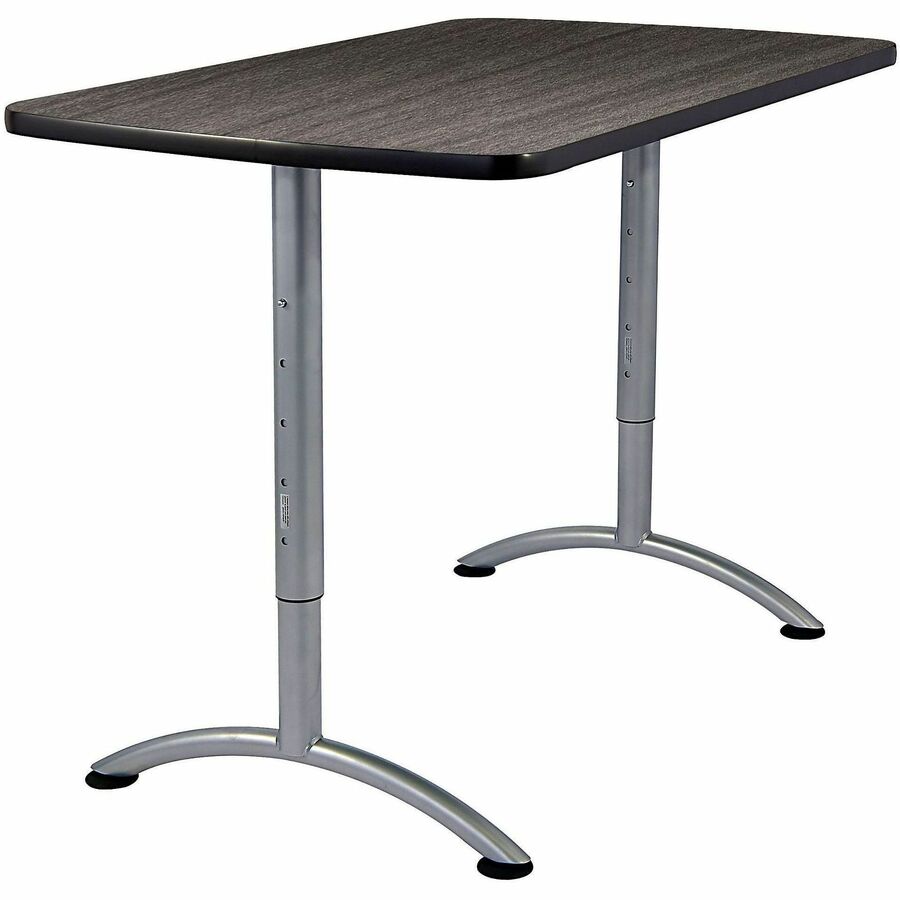 Iceberg Walnut Top Sit-to-Stand Table - Thermofused Melamine (TFM) Rectangle Top - Arch Base - 2 Legs - Height Adjustable - 36" to 42" Adjustment - 48" Table Top Length x 30" Table Top Width x 1.13" Table Top Thickness - 42" Height - Meeting, Conferenc...