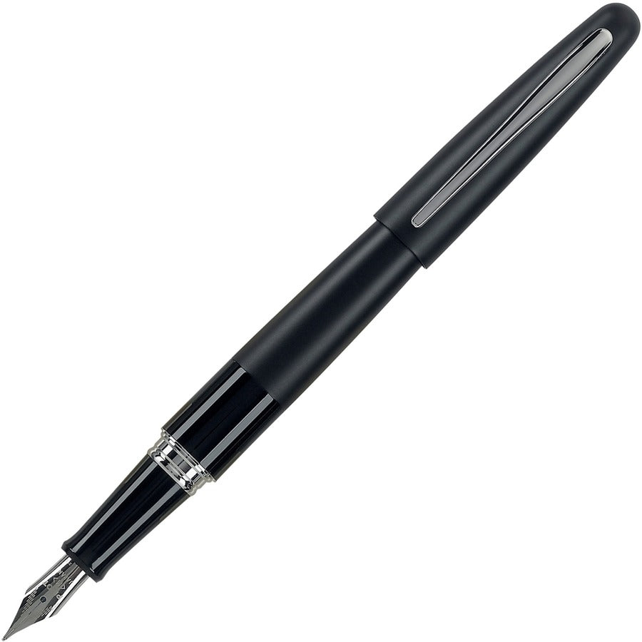 Pilot Metropolitan Collection Medium Nib Fountain Pen - Refillable - Black Ink - Black Brass Barrel - Stainless Steel Tip - 1 Each