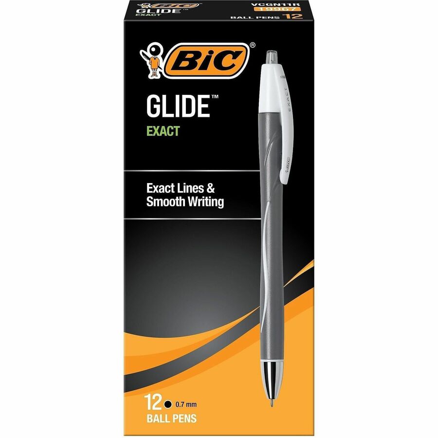 BIC Glide Exact Retractable Ballpoint - Retractable - Black Ink - 12 / Dozen