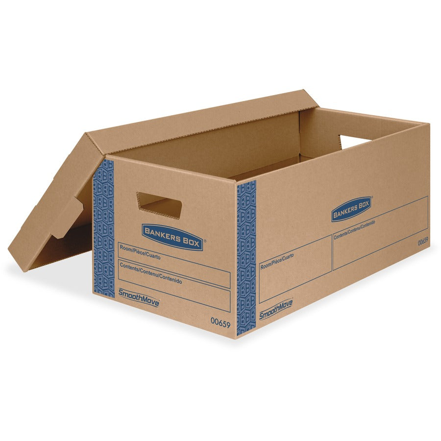 Bankers Box SmoothMove Moving Boxes - Internal Dimensions: 12" Width x 24" Depth x 10" Height - External Dimensions: 12.9" Width x 25.4" Depth x 10.3" Height - Media Size Supported: Letter - Lid Lock Closure - Double Wall - 32 ECT - Board, Corrugated P...