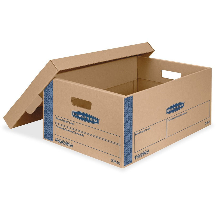 Bankers Box SmoothMove Moving Boxes - Internal Dimensions: 15" Width x 24" Depth x 10" Height - External Dimensions: 15.9" Width x 25.4" Depth x 10.3" Height - Media Size Supported: Legal - Lid Lock Closure - Double Wall - 32 ECT - Board, Corrugated Pa...