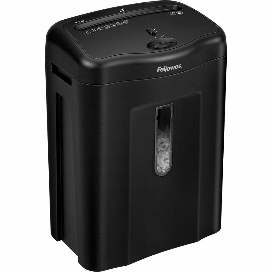 Fellowes Powershred 11C Crosscut Shredder - Non-continuous Shredder - Cross Cut - 11 Per Pass - for shredding Paper, Credit Card, Paper Clip, Staples - 0.156" x 1.560" Shred Size - P-4 - 5 Minute Run Time - 30 Minute Cool Down Time - 4.80 gal Wastebin...