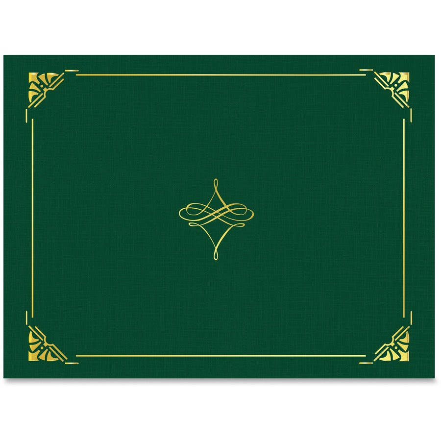 Geographics Letter Certificate Holder - 8 1/2" x 11" - Hunter Green, Gold - Damage Resistant, Die-cut, Sturdy - 30% Recycled - 1 Pack