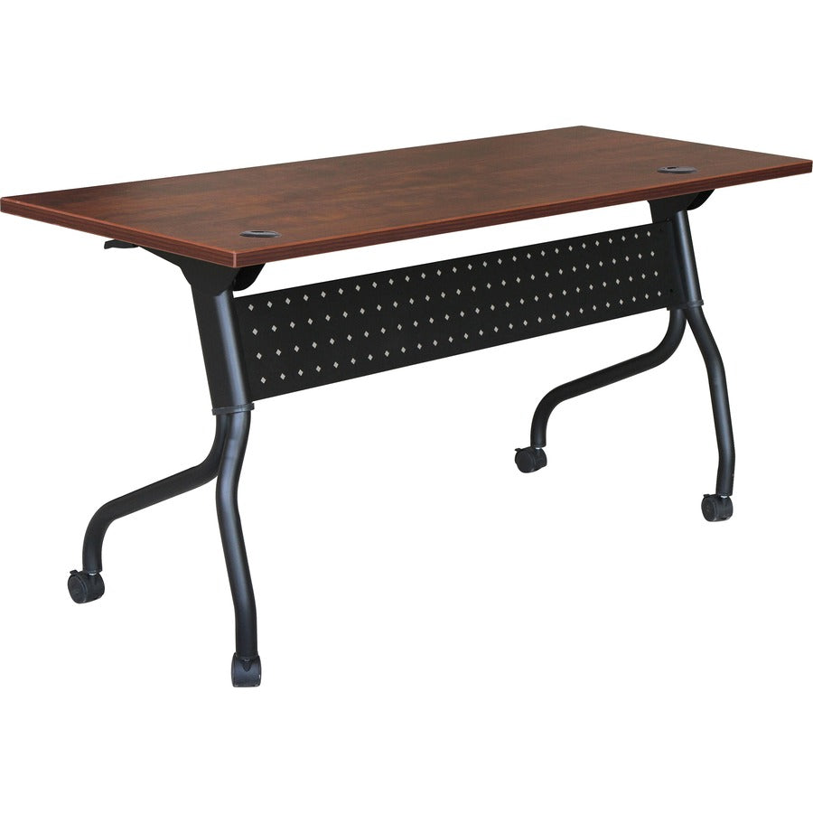 Lorell Flip Top Training Table - Rectangle Top - Four Leg Base - 4 Legs - 60" Table Top Width x 23.60" Table Top Depth - 29.50" Height x 59" Width x 23.63" Depth - Assembly Required - Cherry - Melamine, Nylon - 1 Each