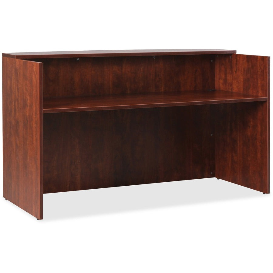Lorell Essentials Series Front Reception Desk - Rectangle - 1" Thickness Top, 42.5" Height x 35.4" Width x 70.9" Depth Desk - Finish: Cherry Laminate - Durable - For Office - 1 Each