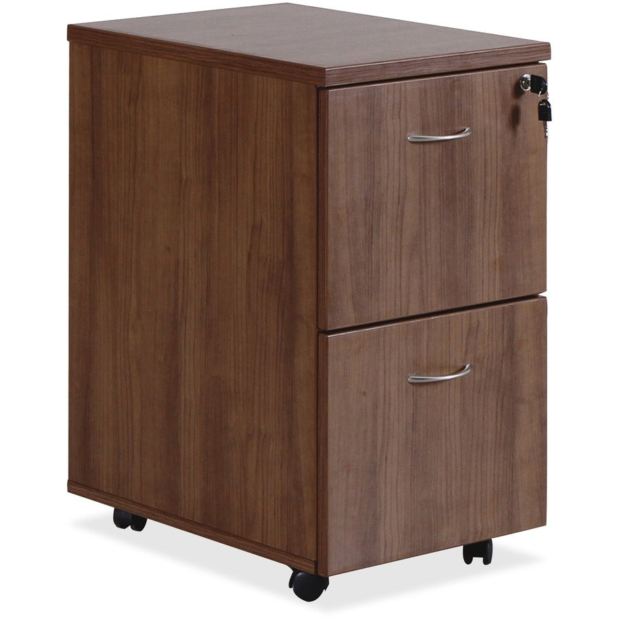 Lorell Essentials Series File/File Mobile File Cabinet - 28.4" Height x 15.7" Width x 22" Depth Pedestal, 1.5" Diameter Caster - Total Drawer(s): 2 - Finish: Laminate, Walnut - Mobility, Built-in Hangrail, Locking Pedestal, Dual Wheel Caster - For File...