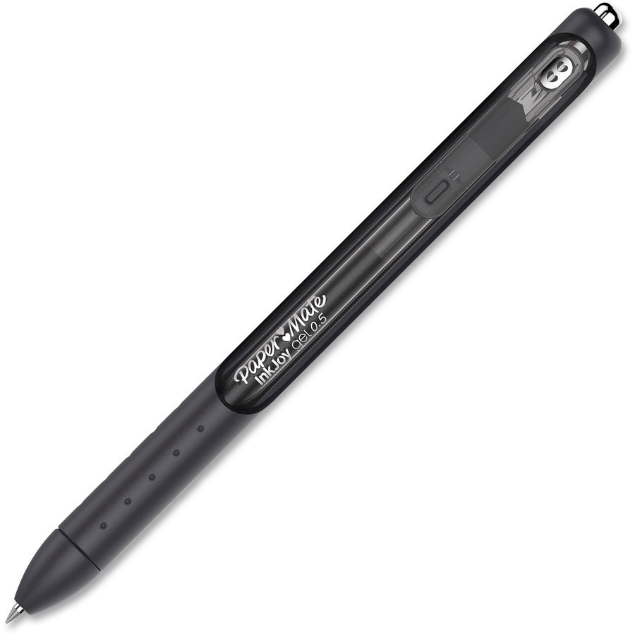 Paper Mate InkJoy Gel Pen - Retractable - Black Ink - Gel-based - Black Barrel - 12 / Dozen