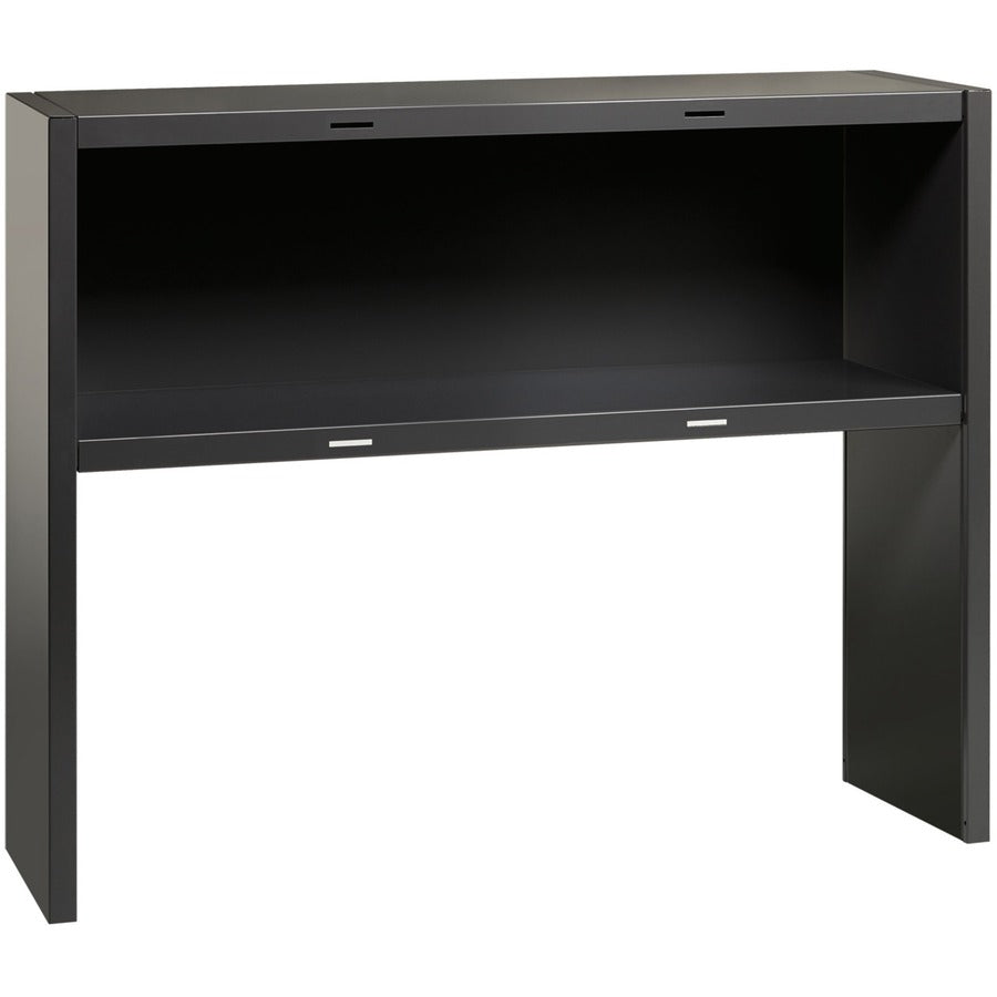 Lorell Fortress Modular Series Stack-on Hutch - x 48" Width - Material: Steel - Finish: Charcoal - Grommet, Cord Management - 1 Each