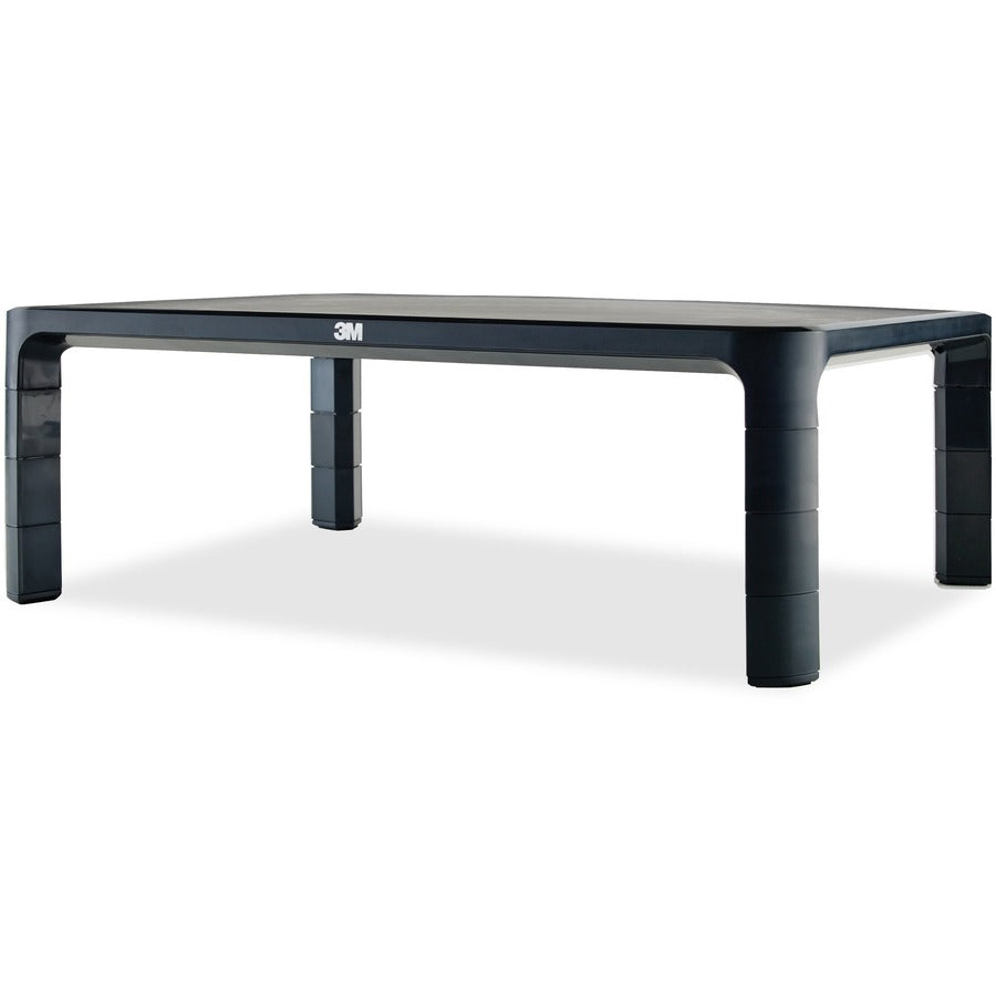 3M Adjustable Monitor Stand for Monitors and Laptops - 20 lb Load Capacity - 5.50" Height x 16" Width x 12" Depth - Desktop - Silver, Black