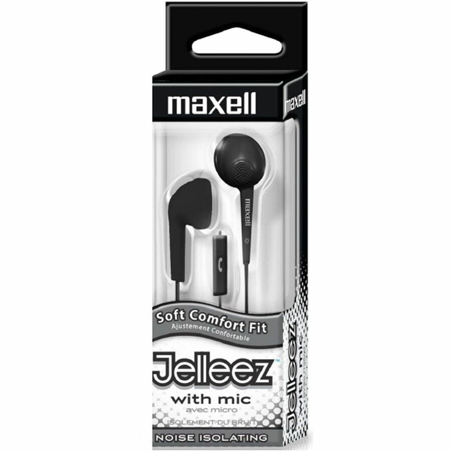 Maxell Jelleez JELM-BK Earset - Stereo - Wired - 20 Hz to 23 kHz - Earbud - Binaural - Outer-ear - 4 ft Cable - Black