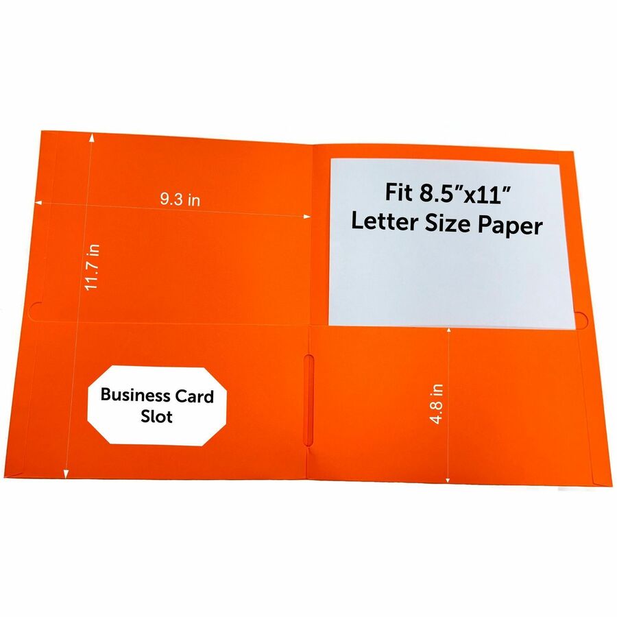 Sparco Letter Pocket Folder - 8 1/2" x 11" - 2 Internal Pocket - Orange - 1 Box