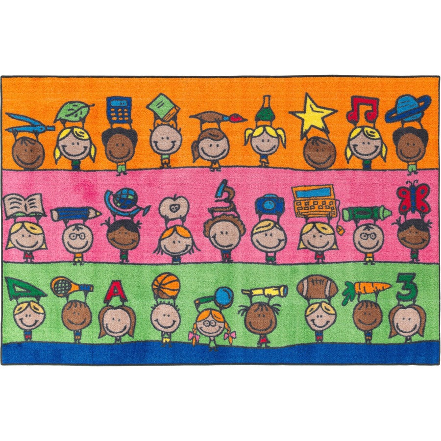 Flagship Carpets Easy Care Fun At School Rug - Floor Rug - 96" Length x 60" Width - Multicolor - Nylon