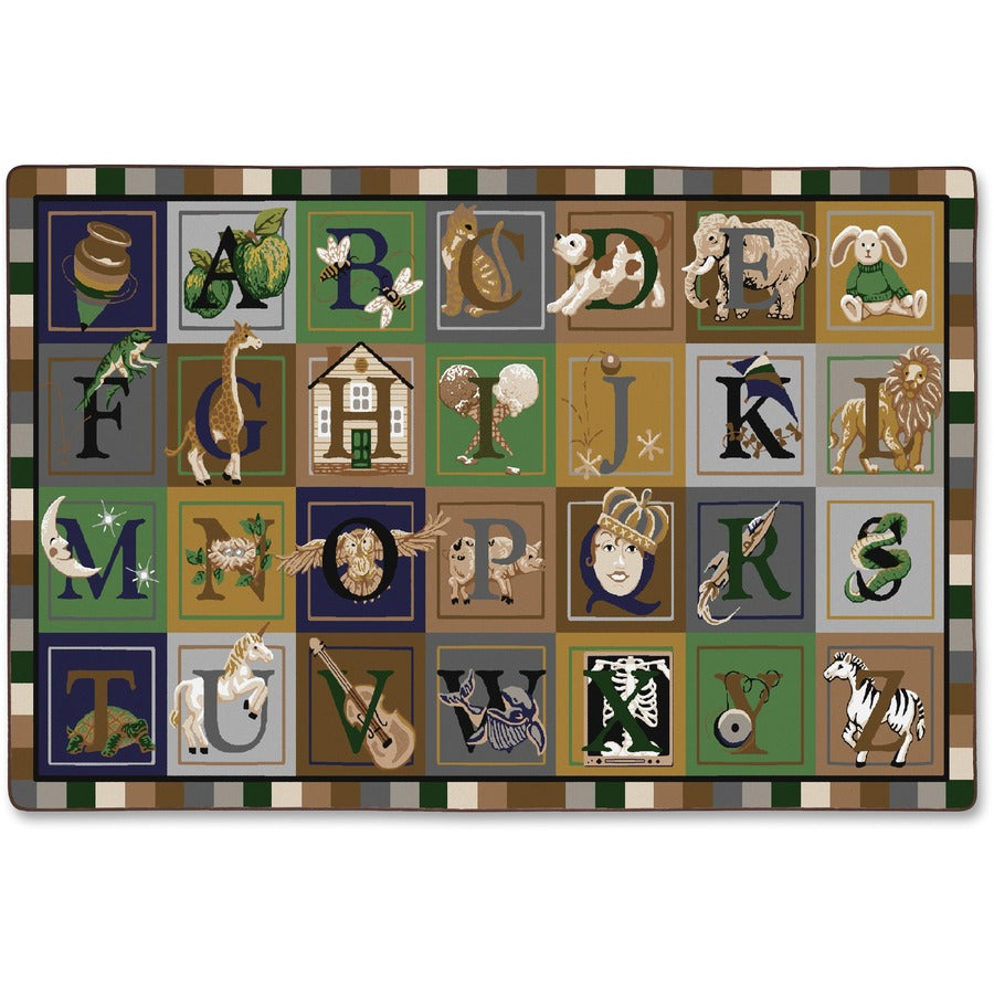Flagship Carpets Tranquility Colors ABC Blocks Rug - 99.60" Length x 69.60" Width - Multicolor - Nylon