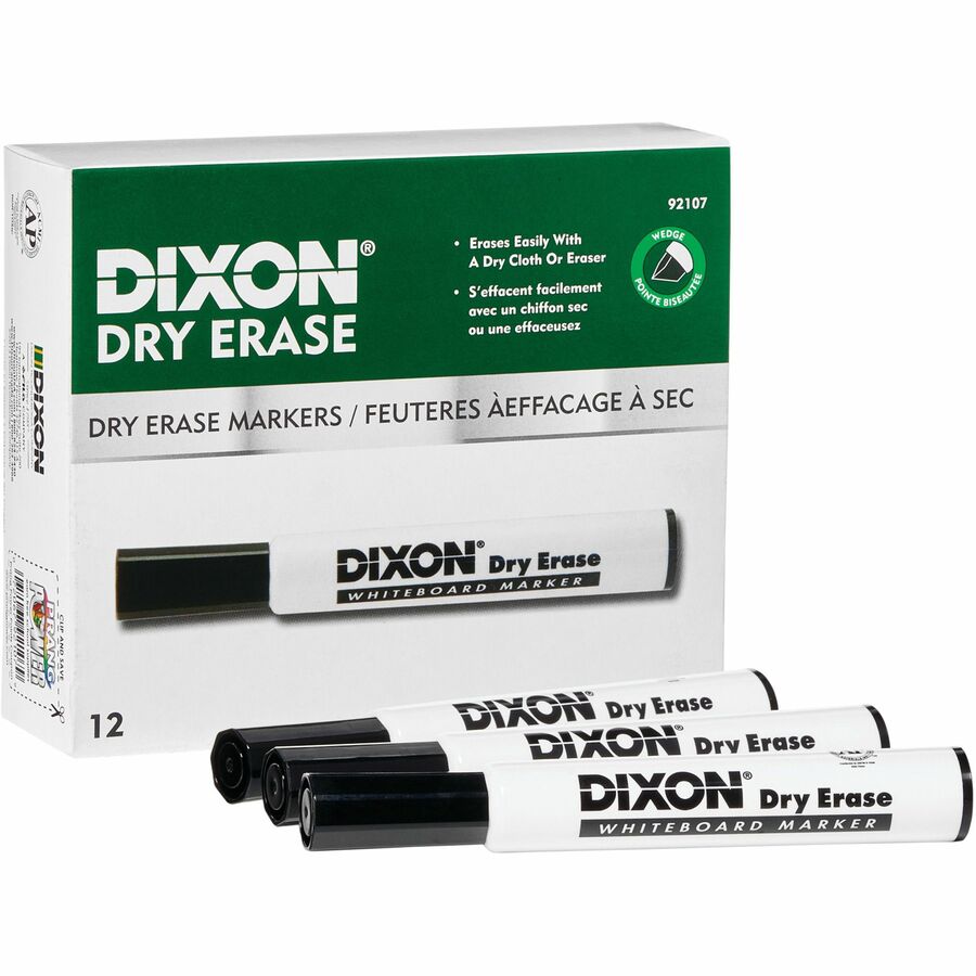 Dixon Dry Erase Markers - Black Ink - 1 Dozen
