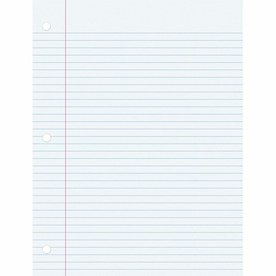 Pacon College Ruled Filler Paper - 100 Sheets - College Ruled Front Ruling - 0.28" Ruled - Red Margin - 3 Hole(s) - 8" x 10 1/2" Sheet Size - White Paper - Smooth, Punched - 100 / Pack