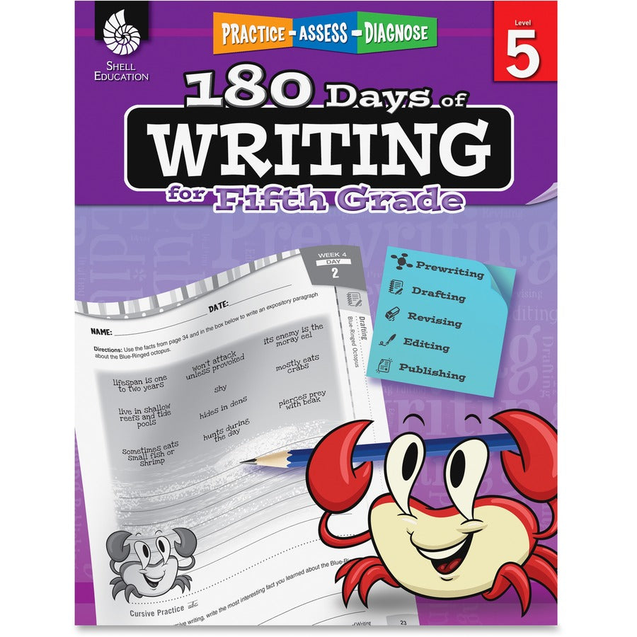 Shell Education 5th Grade 180 Days of Writing Book Printed Book - 224 Pages - Shell Educational Publishing Publication - Book - Grade 5