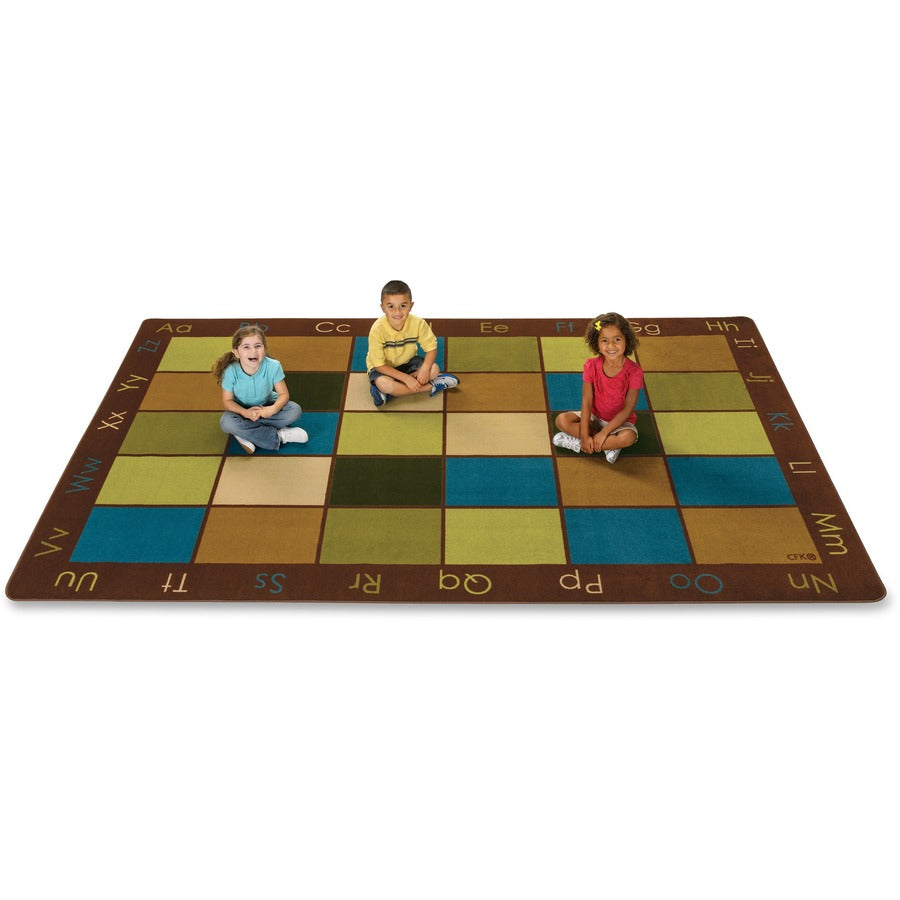 Carpets for Kids®, Premium Nature's Colors Seating Rug - Kids - 108" Length x 72" Width - Rectangle - Natural, Assorted