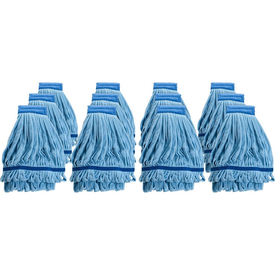 Genuine Joe Microfiber Wet Mophead Refill - Absorbent, Launderable, Durable - MicroFiber - Blue - 12 / Carton