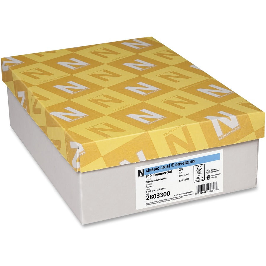 Classic Crest Commercial Flap Envelopes - Commercial - #10 - 4 1/8" Width x 9 1/2" Length - 24 lb - Flap - Natural White - 500 / Box
