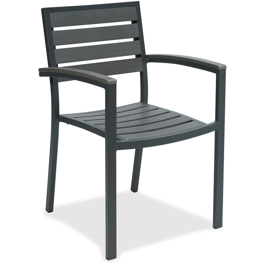 KFI Outdoor Chair - Synthetic Seat Material - Synthetic Back Material - Gray - 1 Each