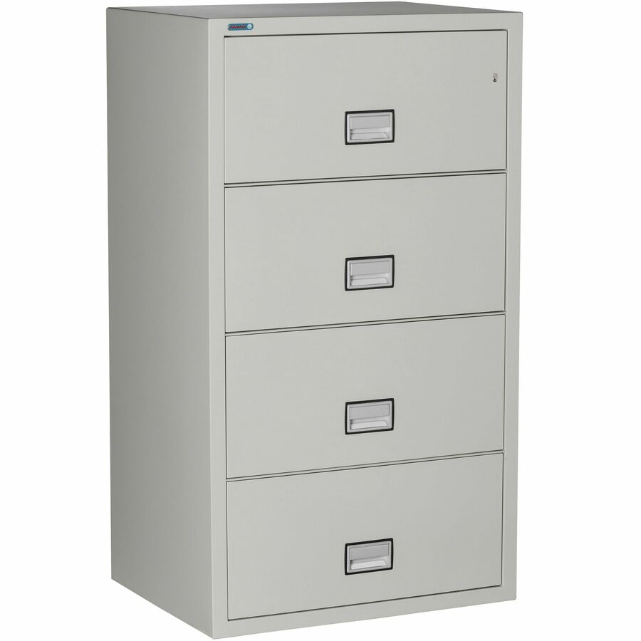 Phoenix World Class Lateral File - 4-Drawer - 31" Width x 23.6" Depth x 54.7" Height - 4 x Drawer(s) for File - Lateral - Fire Resistant, Explosion Resistant, Impact Resistant, Security Lock - Light Gray