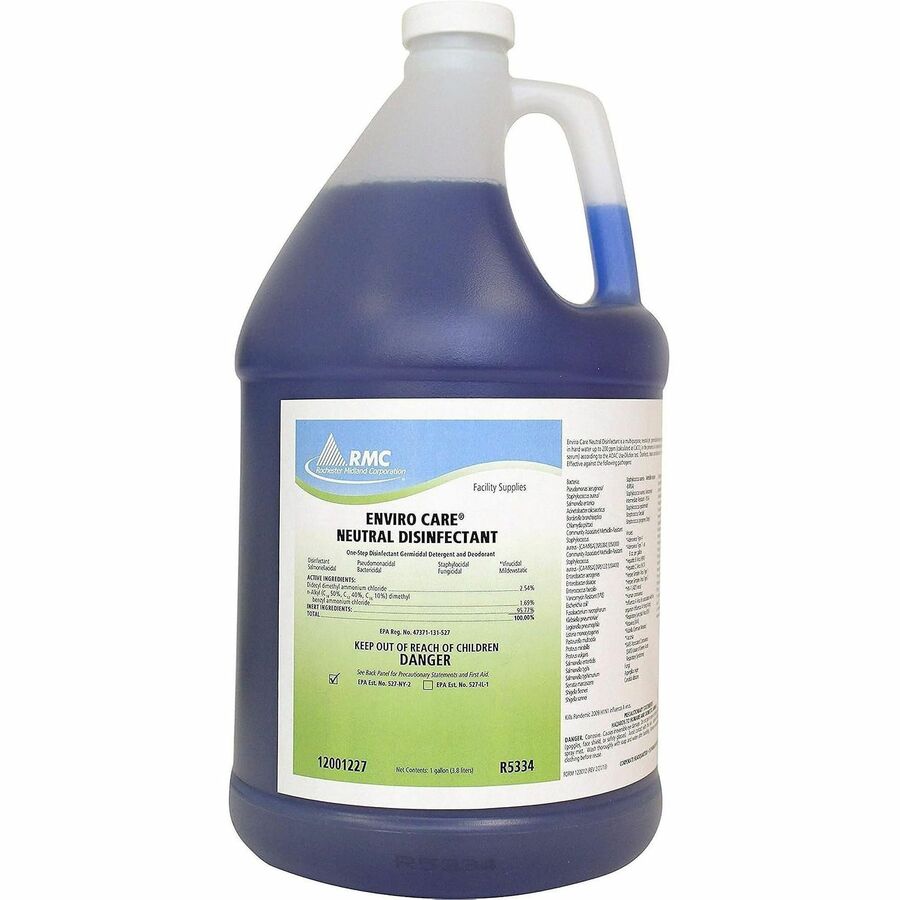 RMC Enviro Care Neutral Disinfectant - Concentrate - 128 fl oz (4 quart) - pH Neutral - Blue - 4 / Carton