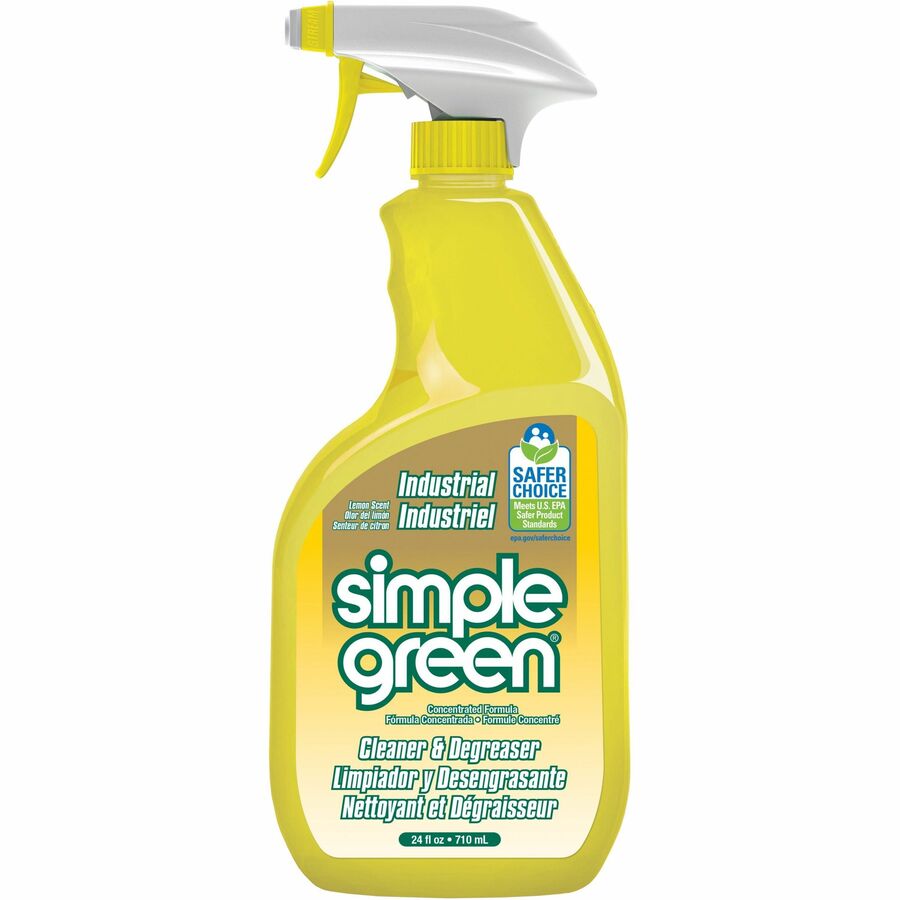 Simple Green Industrial Cleaner/Degreaser - Concentrate - 24 fl oz (0.8 quart) - Lemon Scent - Recommended For: Coffee Remover, Lipstick Remover, Ink Remover, Grease Remover - Non-toxic, Butyl-free, Phosphate-free, Non-abrasive, Non-corrosive, Deodoriz...