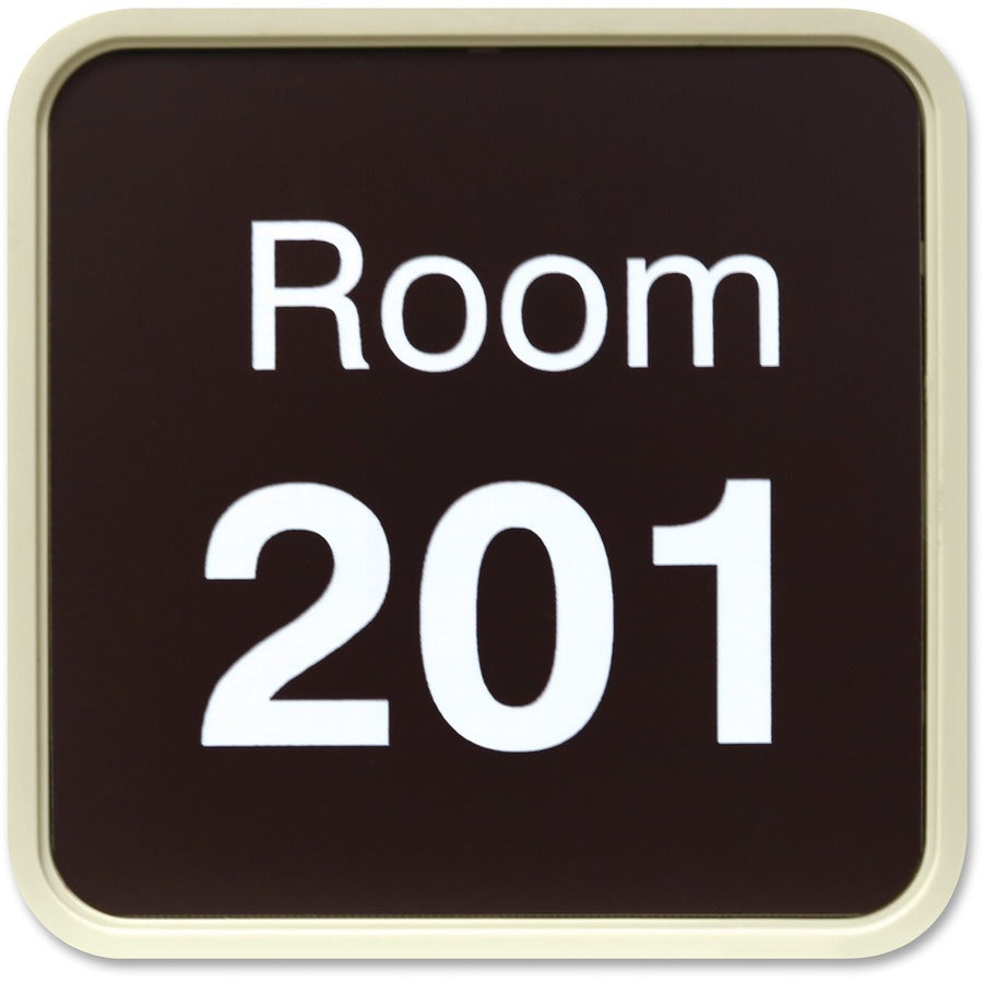 Xstamper Designer Framed Wall/Door Sign - 4" Holding Width x 4" Holding Height - Square Shape - Wall, Door - Rounded Corner - Plastic - Almond - 1 Each